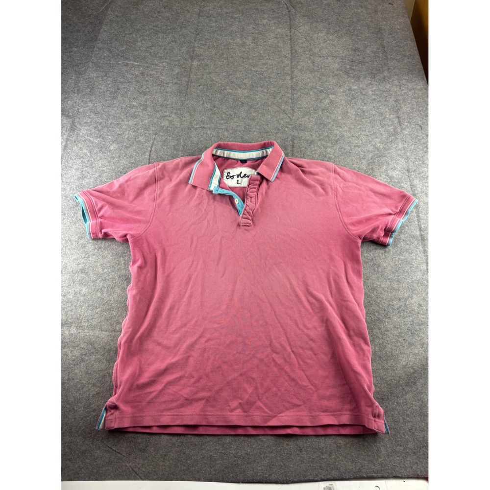 Boden Mens Pink Sun Faded Cotton Pique Polo Shirt Mens L Granola Prep VTG